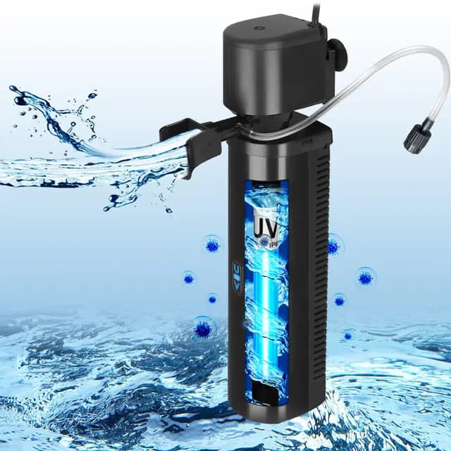 Tararium Filtro para acuario para peceras de 150-560 litros, filtro interior sumergible antialgas UV, bomba de agua de 1500 l/h, clarificante cristalino, eliminador de algas, bomba de agua para