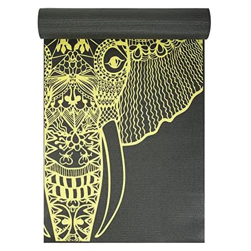 Yoga Studio Esterilla de yoga adhesiva diseñada | Oeko-Tex Antideslizante a prueba de desgarros | Entrenamiento Ejercicio Gimnasio Fitness Mandala Yoga & Pilates Mat | 183 cm x 61 cm x 6 mm - Elefante