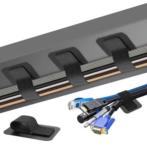 Gestión de Cables Debajo del Escritorio, 【hasta 15 Cables】【Soporte de Cables Mejorado】 Organizador de Cables, Bridas Ajustables con Gancho y Bucle, Soporte de Cables Reutilizable, 20 Pares