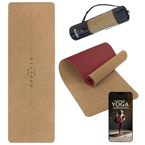 ALPIDEX Esterilla Yoga Mat Corcho Antideslizante 183 x 61 x 0.6 cm E-Book Bolsa de Transporte TPE Alfombra Colchoneta Deporte Pilates Fitness Gimnasia