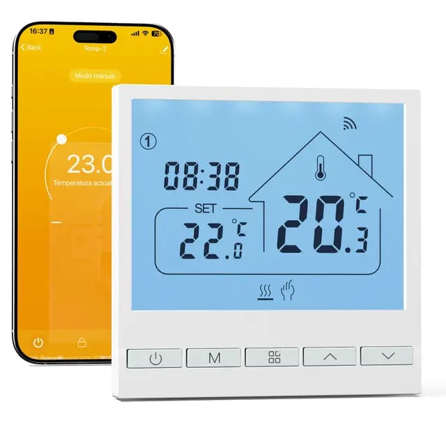 Beok Termostato Calefaccion WiFi para Caldera.Termostato con Alexa Control Vocal termostato Tuya Programable Inalámbrico Digital Inteligente para Calefacción Agua y Gas. 220V 2.4GHZ