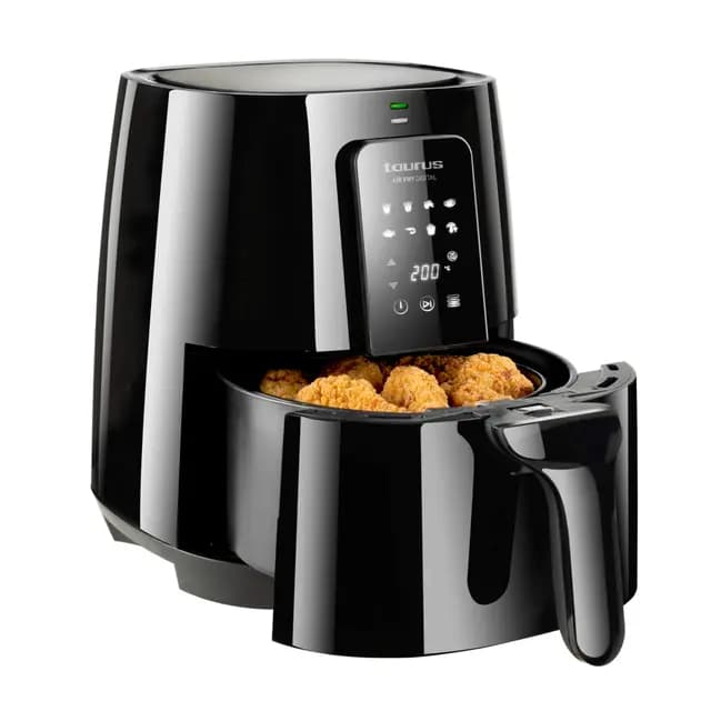 Taurus Air Fry Digital - Freidora de aire digital, sin aceite, recetario, fríe, asa, hornea y calienta,3.5 L, 1300 W, 0-60 minutos, 80-200 °C, antiadherente, libre de PFOA y BPA, negro