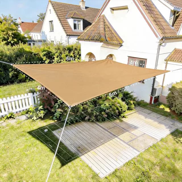 HAIKUS Toldo Vela Rectangular 4x6 m, Vela de Sombra 6x4 m HDPE, Transpirable, Resistente, 98% Protección Rayos UV para Exterior, Jardín, Terrazas (Arena)