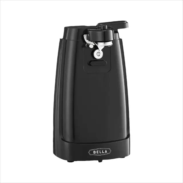 bella Abrelatas y afilador de cuchillas eléctrico, Abrebotellas y contenedores multifuncional con palanca de corte extraíble y almacenamiento de cable, hoja de acero inoxidable.