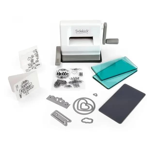 Sizzix Sidekick Starter Kit 661770 Máquina de troquelado manual portátil para manualidades, álbumes de recortes y tarjetas, apertura de 6,35 cm, Adecuado para papel A8.