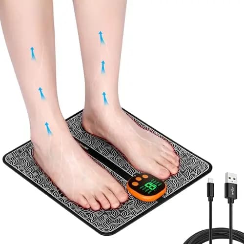 Masajeador de Pies EMS, Masajeador Plantar Eléctrico Portátil, EMS Foot Massager con 8 Modos y 19 Niveles de Intensidad para Mejorar la Circulación y Aliviar la Fatiga Muscular