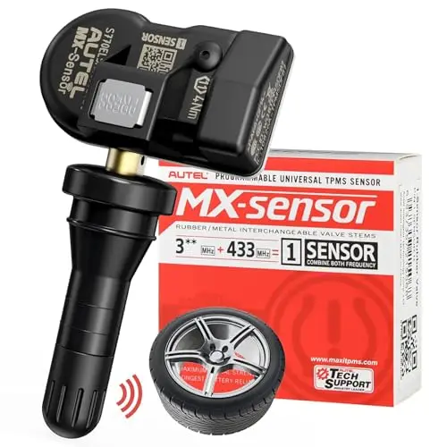 Autel 2 en 1 MX-Sensor Dual Frecuencia Sensor TPMS Nivel OE para 99% Coches 100% Sensor de Neumáticos Programable, Funciona con TS408S TS501Pro TS508WF TS601 TPMS Herramienta(Válvula de Goma, 1PCS)