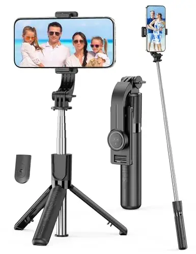 Mini Palo Selfie Trípode, 4 en 1 Extensible Selfie Stick Móvil con Control Remoto, Trípode Teléfono Flexible Rotación 360° Portátil Trípodes para Smartphone Compatible con iPhone 16/15/14/13/Samsung