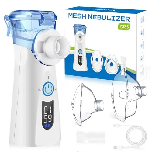 Nebulizador Portátil para Adultos y Niños Nebulizador Silencioso para Bebé con Pantalla LED 3 Modos de Inhalador Nasal Incluye 2 Máscaras y Boquilla Diseño Práctico y Portátil