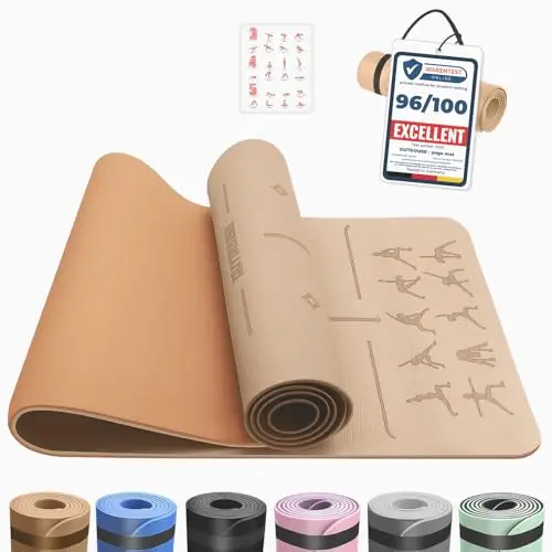 Esterilla Yoga,Esterilla Fitness Antideslizante,TPE Colchoneta Gimnasia, para Pilates,Deporte,Gimnasia,Estiramientos, Esterilla Deporte con bandolera 183x61cm