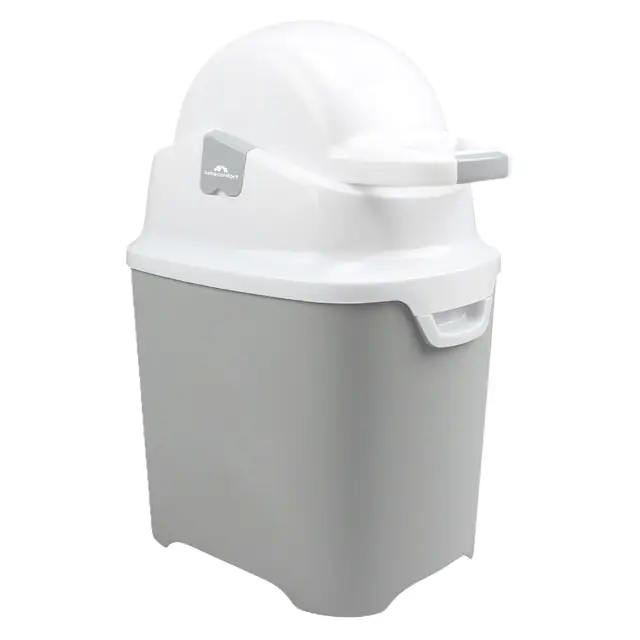Bebeconfort Papelera Pañales, Tapa Antiolor, Compatible con Cualquier Bolsa Basura, Capacidad Máx. 30 Pañales, Uso con Una Sola Mano, Tamaño Conveniente para Fácil Almacenaje, Fácil Limpieza, Gris