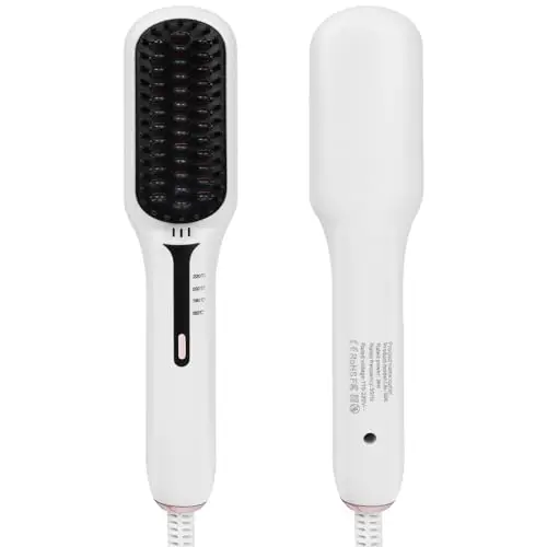 Cepillo alisador, cepillo de plancha iónico, cepillo alisador eléctrico profesional para el cabello, calentamiento rápido de temperatura de 4 pasos, para peinar y alisar el cabello (blanco)