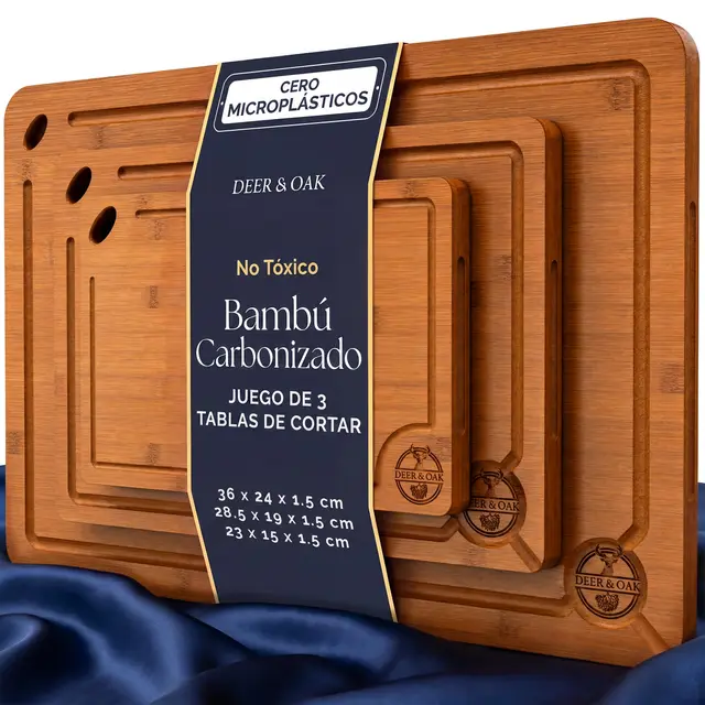 deer & oak set 3 tablas bambú