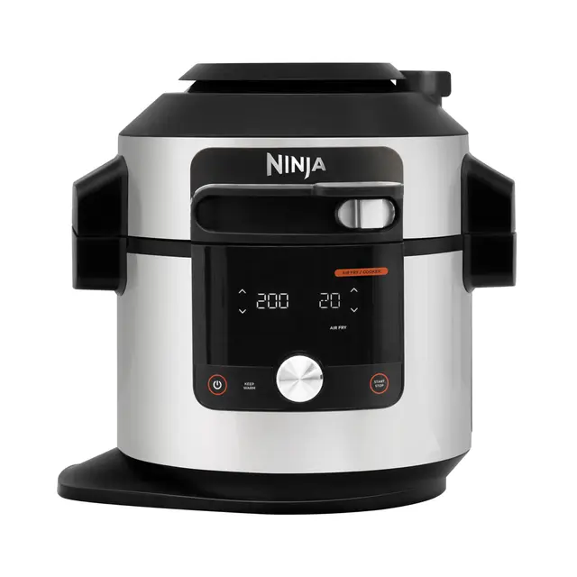 Ninja Foodi MAX Olla eléctrica multifunción con SmartLid, 7,5 l, 14 funciones de cocción en 1, Olla a presión, Freír con aire, Cocción lenta, Parrilla y más, sensor digital, acero inoxidable, OL750EU