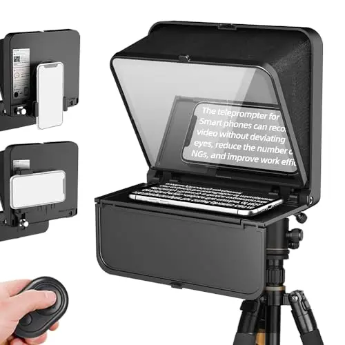 Mini Teleprompter portátil para Smartphone, LENSGO TC7S Teleprompter teléfono móvil Compatible con iOS y Android para la enseñanza en línea Vlog Live Streaming Entrevista, Plegable en un Segundo.