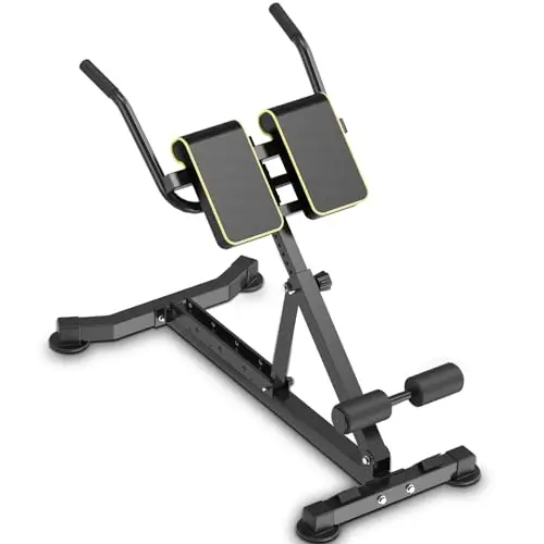 DH FitLife 5 en 1 Silla Romana Plegable, Banco de hiperextensión y de musculación, Altura y respaldo regulables, Soporta 150kg, Multifunción para entrenamiento de abdominales y espalda en casa