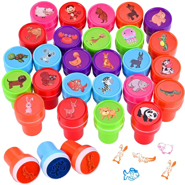 Faburo Sellos Infantiles 26 Pcs, Regalos Cumpleaños Niños Colegio y Detalles Cumpleaños Niños, Sellos Juguetes Niño y Niña 2 3 4 5 6 Años, Regalo Niño y Niña para Manualidades Niños sobre Papel