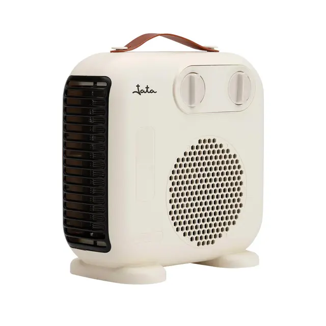 JATA JCTV1206 - Calefactor Bajo Consumo. Termoventilador Baño 2000 W. 2 Potencias. Ventilador. 2 Posiciones: Horizontal y Vertical. Antivuelco. Asa de Transporte. Compacto: 24 x 12,5 x 24 cm