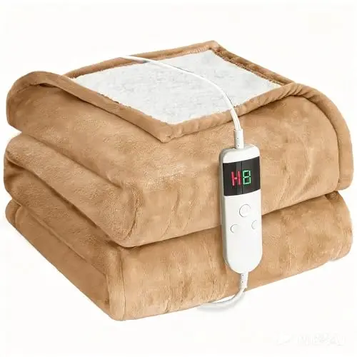Manta eléctrica con apagado automático, 130 x 180 cm, 10 niveles de calor y temporizador de 8 horas, protección contra sobrecalentamiento, lavable a máquina, manta térmica de franela