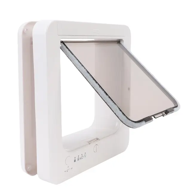 Fockety Puerta Inteligente para Gatos para Interior y Exterior, con Microchip de detección automática, Sensor de 2 Collares y Cierre de 4 vías, gatera para Paredes y hogar.