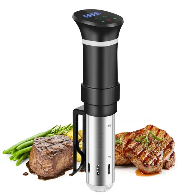 Sous Vide Garer Sous Vide Stick de acero inoxidable, olla de cocción lenta con pantalla táctil LED, 1000 W, con ajuste preciso de temperatura y temporizador, incluye libro de recetas, gris