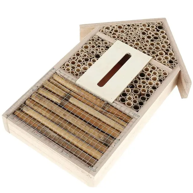 Hoteles de madera multi al aire libre del insecto de la calidad multi del hotel de la casa de la abeja de gran tamaño para Mariposas, escarabajos, colmenar-Tamaño 29,5 x 15 x 4 cm