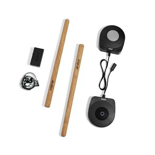 AeroBand PocketDrum2 MAX (Versión 2025) Juego de batería electrónica, baquetas de aire, pedales y adaptador Bluetooth, toca en cualquier lugar y en cualquier momento, 8 tonos y USB Midi, regalo para