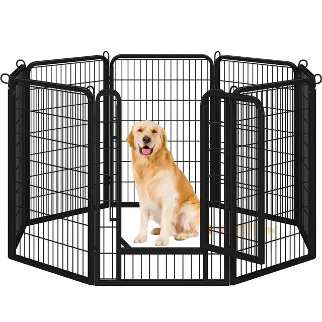 Yaheetech Parque para Perros con Cerradura Integrada 8 Paneles 100cm Alta Vallas para Perros Grandes para Jardín Interiores Exteriores