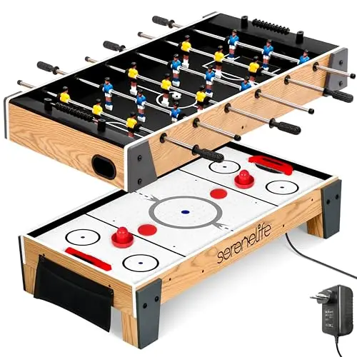 Serenelife Mesa multijuegos, Billar, Hockey, Tenis de Mesa, Futbolin, Ideal para Interiores y Exteriores