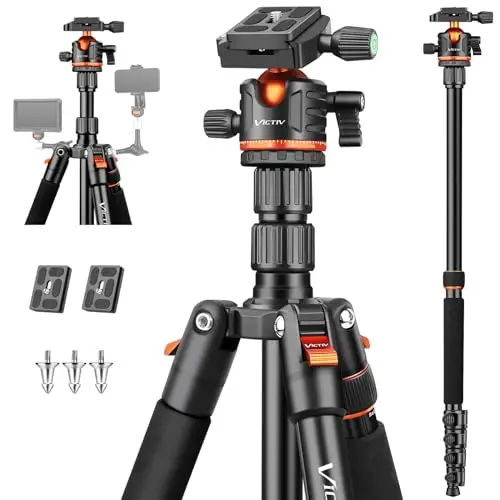 Victiv 78.7"/ 200cm Tripode Camara, Trípode Monopod de Viaje Ligero y Compacto de Aluminio, Tripode para Movil Panorámico 360° Trípode Fotografia para Canon Nikon Sony