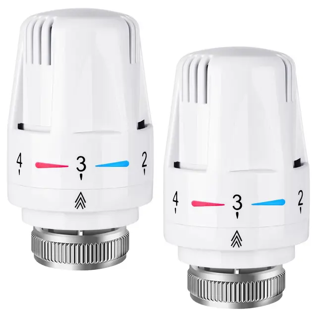 Flintronic Termostato Radiador, M 30 x 1,5 Cabezal Termostático Radiador, 2 Unidades Llave Radiador Calefaccion, Termostato con Posición Cero, Cabezal de Repuesto, Cabezal Termostático para Casa