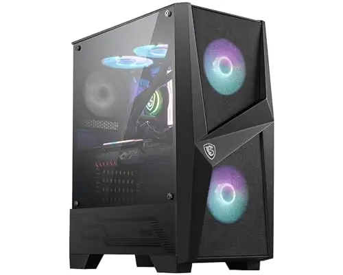 MSI mag Forge 100R – Torre Gaming ATX con 2 Ventiladores ARGB, Panel Frontal Mesh, Cristal Templado, Alto Flujo de Aire, Compatible con Refrigeración Líquida – Caja PC Gaming