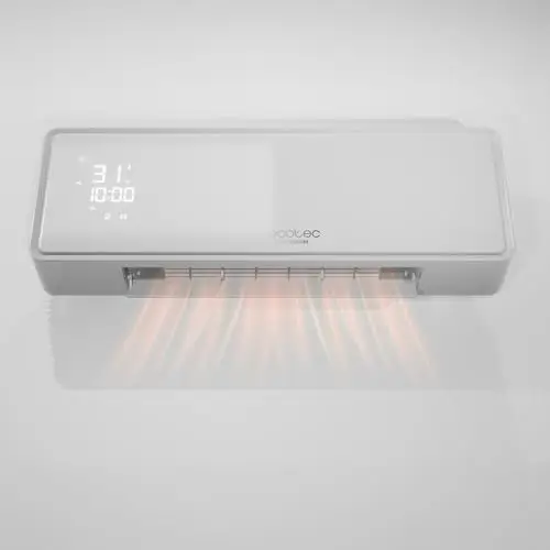 Cecotec Calefactor Cerámico de Pared con Pantalla LED y Mando a Distancia Ready Warm 5310 PowerBox Ceramic. 2000W, 3 Modos, Temporizador 24h, Oscilación, IP23, Kit de Montaje, Cobertura 20m2