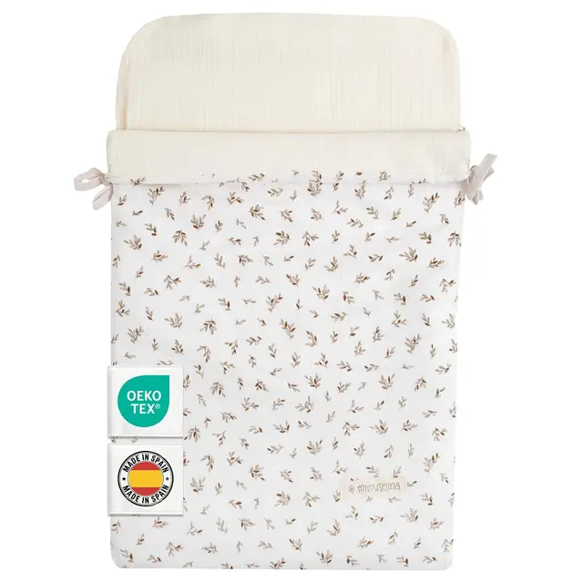 MIMUSELINA Saco Silla Paseo Universal Cuatro Estaciones | Saco Capazo Bebe Convertible Verano y Invierno con Relleno Removible | 100% Algodón | Ideal para Capazo y Cuna | Fabricado en España | Ecru