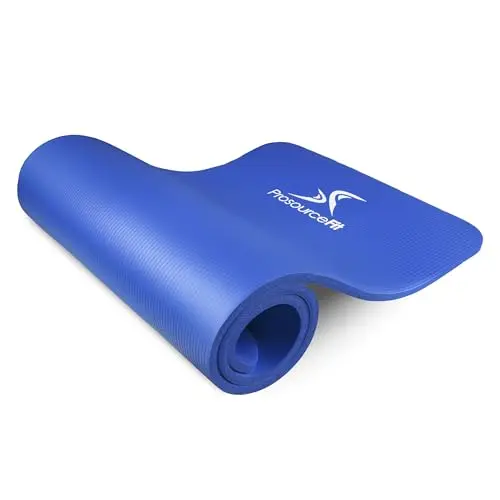 ProsourceFit Extra Thick Yoga and Pilates Mat ½” (13mm) or 1" (25mm), 71-inch Long High Density Exercise Mat with Comfort Foam and Carrying Strap