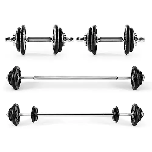 Ultrasport Discos de Pesas, 4 Pesas en un Juego, 15 kg o 25 kg, diámetro estándar de 30 mm, se Pueden Usar con Mancuernas y Barras con Barra, con intervenciones para Entrenamiento Libre