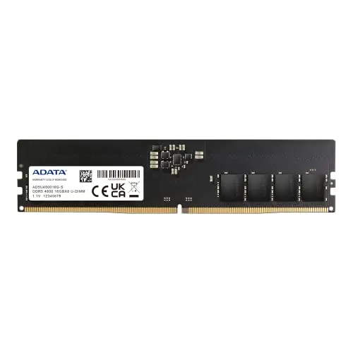 ADATA Premier, 16GB, DDR5, 4800MHz (PC5-38400), CL40, 1.1V, ECC, Memoria DIMM, Negro (AD5U480016G-S)