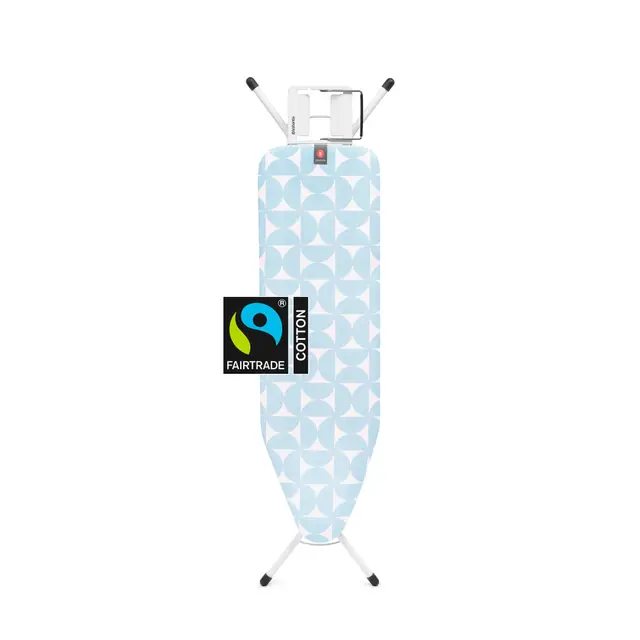 Brabantia - Tabla de Planchar B - con Soporte para Plancha de Vapor - Compacta & Plegable - Altura Ajustable - Patas Antideslizantes - Funda de Algodón de Ajuste Fresh Breeze - 124 x 38 cm