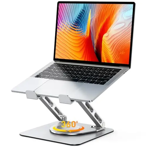 Glangeh Soporte Portatil Mesa 360° Giratorio - Laptop Stand de Doble Varilla Reforzada y Elevador Portátil Ajustable, Diseño Estable para Gaming/Oficina, Compatible con MacBook y Portátiles 10"-16"