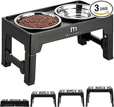 Marchul Comedero Perro Elevado de 4 Alturas Ajustables, 2 X 1200ml Comedero y Bebedero Perro, Cuencos Elevados para Perros Pequeños, Medianos y Grandes, Plegable y Antideslizante
