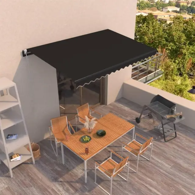 Brokky Toldo Motorizado 4 x 3.5 m con Mando a Distancia Toldo de Exterior Terraza Enrollable con Manivela Marco de Aluminio para Terraza, Jardín-Antracita-400 x 350 cm