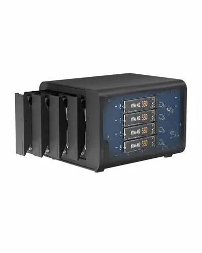 TERRAMASTER D8 Hybrid HDD NVMe Caja USB 3.2 Gen 2 10Gbps Tipo C de 8 Bahías Almacenamiento USB, Compatible con Raid 0/1/Individual/JBOD, Arreglo de Discos Híbrido Exclusivo 2+6 Raid (Sin)