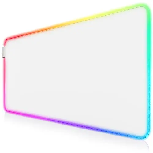 TITANWOLF - Alfombrilla para ratón Gaming RGB - Mouse Pad 900x400 mm - LED Multicolor 7 Colores - 4 Modos de Efectos - Mejora precisión y Velocidad - Superficie Inferior de Goma – White