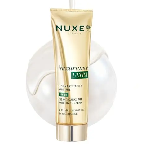Nuxe Nuxuriance Ultra Crema antimanchas y antienvejecimiento SPF30 50 ml, hidratante de triple acción para piel madura, se dirige a manchas oscuras, arrugas y pérdida de firmeza, crema facial
