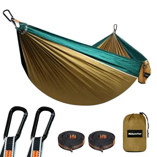 NATUREFUN Hamaca de Viaje Ultraligera 300 kg de Capacidad de Carga paracaídas Nailon Transpirable, de Secado rápido