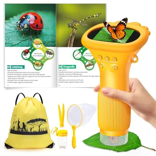 Microscopio Digital para Niños, 1000X Microscopio Portátil con Pantalla IPS 2.0" y 8 Leds, Recargable, Juguete Regalo para Niños de 3-12 Años - Regalo Navidad Niño Halloween