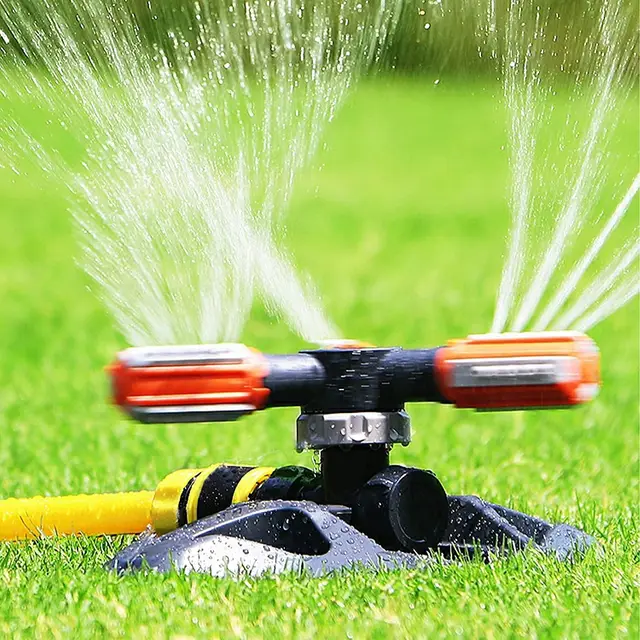 Aspersors Jardín,Aspersores de Riego Cesped de 360 ° Automático,3 Brazos Ajustables Sprinkler Jardin para Equipos de riego, Sistema de riego para aspersores de césped