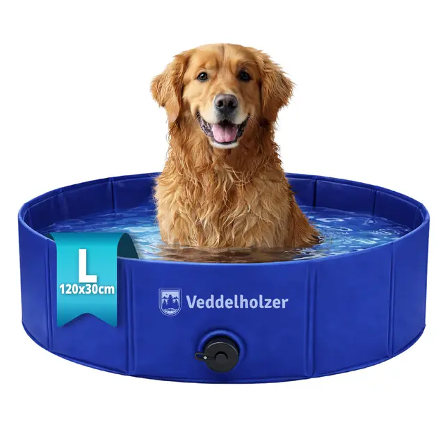 Piscina Plegable para Perros Veddelholzer (L) 120 x 30 cm Antideslizante – Piscina Robusta para Perros, Ahorra Espacio y es Estable, Ideal para jardín y balcón, Montaje rápido sin inflar
