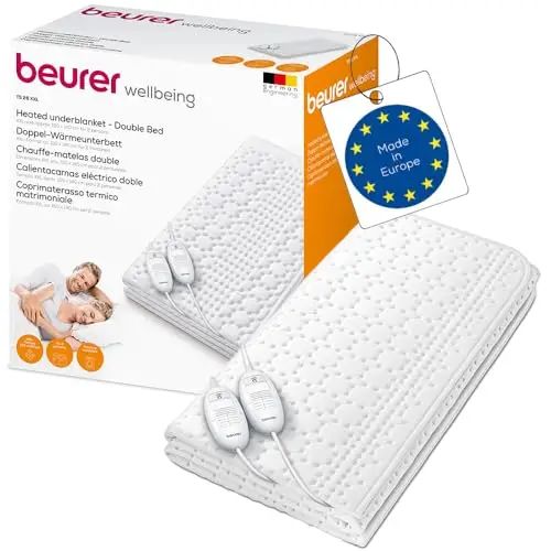 Beurer TS 26 Calientacamas doble, 3 niveles de temperatura, sistema de seguridad, lavable a máquina, 150 x 140 cm