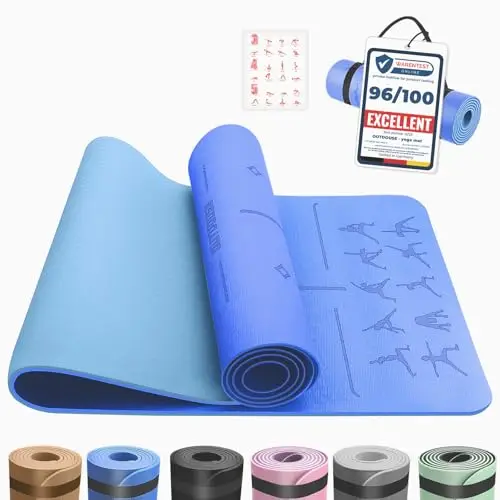 Esterilla Yoga,Esterilla Fitness Antideslizante,TPE Colchoneta Gimnasia, para Pilates,Deporte,Gimnasia,Estiramientos, Esterilla Deporte con bandolera 183x61cm
